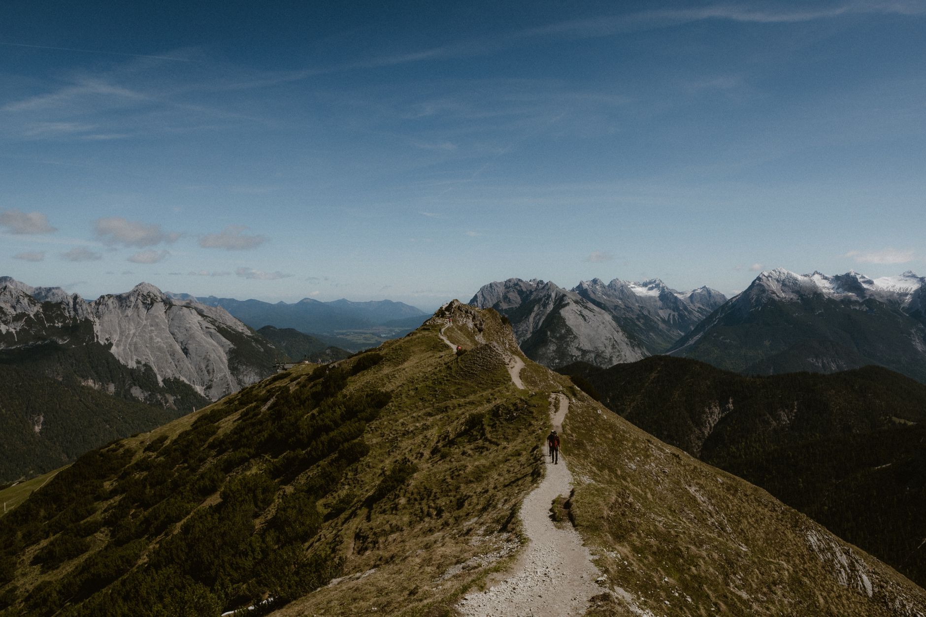 Hiker on a British hill ridge using Naismith's Rule to estimate walk time